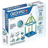 Geomag Magnetic Toys Classics 25-Piece Building Set for Kids Ages 3-99 | Swiss-Made STEM & STEAM Authenticated Educational Toy Made from 100% Recycled Plastic | Creative Learning Play