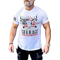 Courage Mens Motivational Fitness Gym Premium Poly Cotton T-Shirt