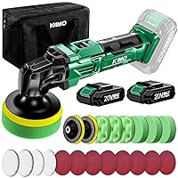 KIMO 20V Cordless Buffer Polisher Kit, 24 Accessories, 2 X 2000mAh Batteries, Car Polisher w/ 6 Variable Speed Up to 3634RPM, Cordless Polisher for Car Detailing/Waxing/Polishing/Scratch Removing