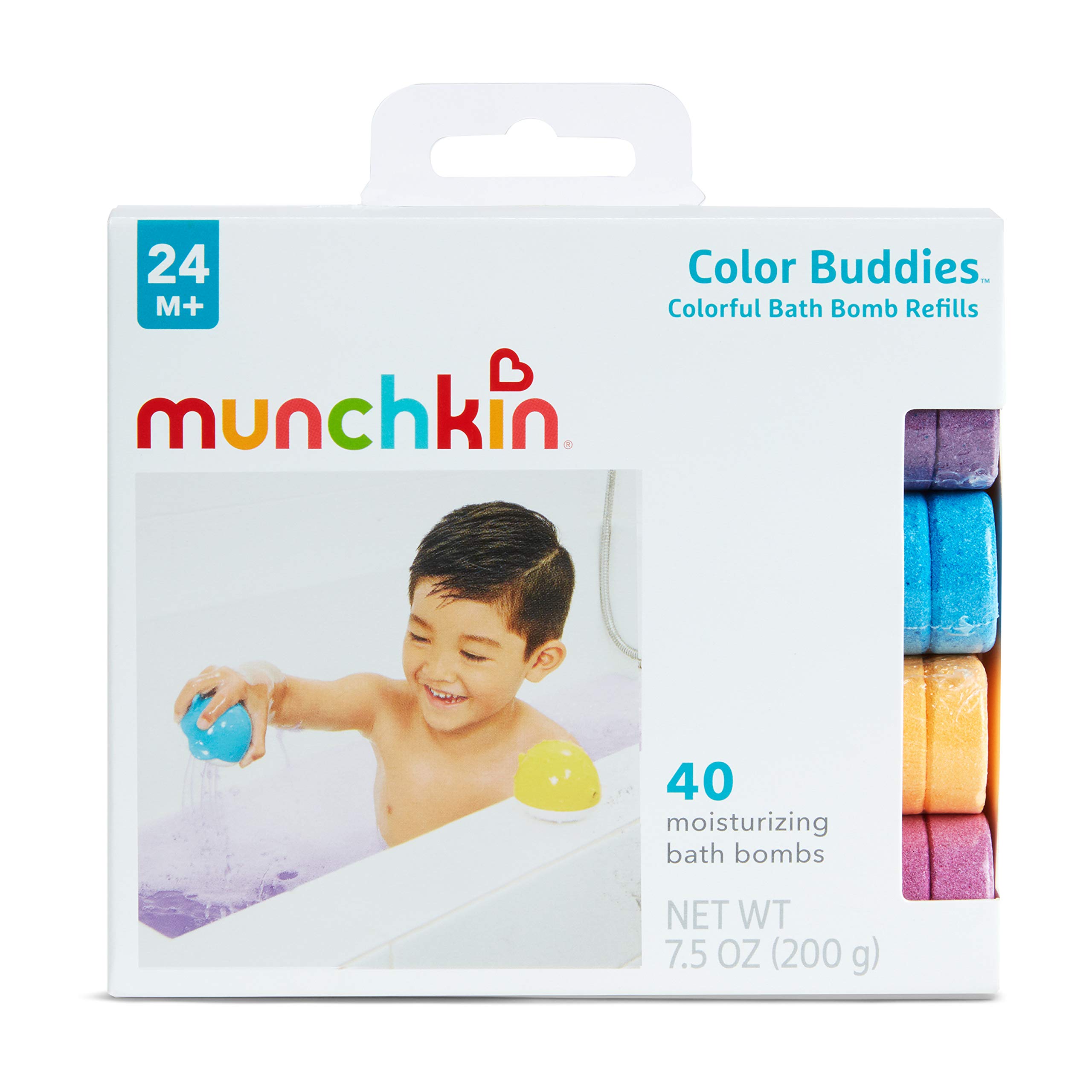Munchkin® Color Buddies™ Moisturizing Bath Water Color Tablets, 40 Pack, Yellow/Pink/Blue/Purple