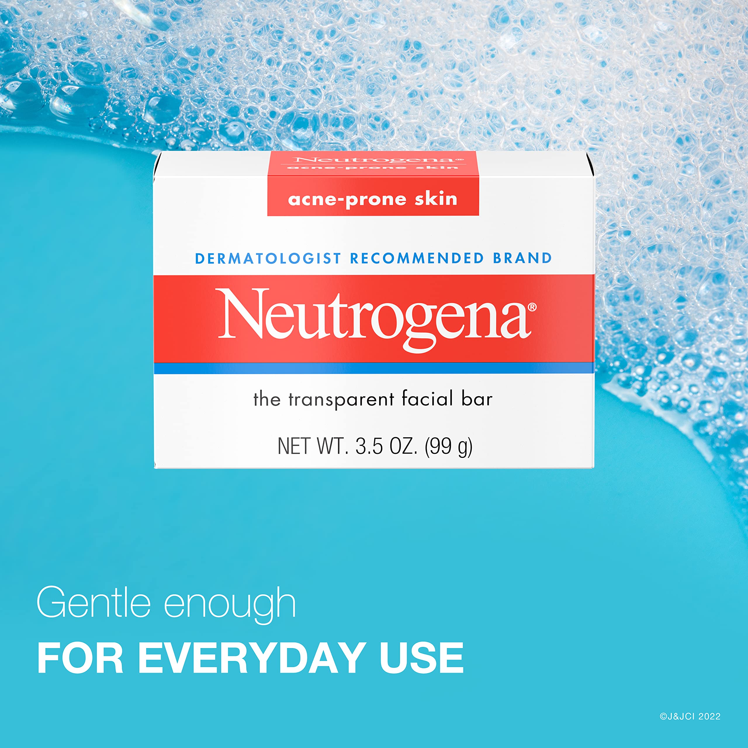 Neutrogena Facial Cleansing Bar Treatment for Acne-Prone Skin, Non-Medicated & Glycerin-Rich Formula Gently Cleanses without Over-Drying, No Detergents or Dyes, Non-Comedogenic, 3.5 oz