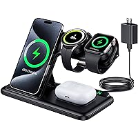 Wireless Charger for iPhone and Samsung Multiple Devices, Portable Apple Charging Station for iPhone 15/14/13/12/11/Pro/Max/Plus, for Apple Watch Charger iWatch and Galaxy Watch, for AirPods 3/2/Pro