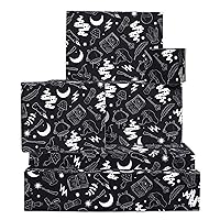 CENTRAL 23 Black Wrapping Paper - Wizard Symbols - 6 Sheets Thick Gift Wrap - Halloween Wrapping Paper - Comes With Fun Stickers