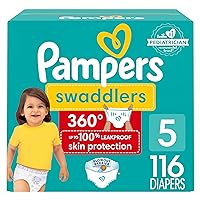 Pampers Swaddlers 360 Pull-On Diapers, Size 5, 116 Count, One Month Supply, for up to 100% Leakproof Skin Protection and Easy Changes