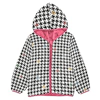 Houndstooth Check Kids Sherpa Jacket Toddler Girls Winter Clothes Pink Baby Girl Zip Up 3T