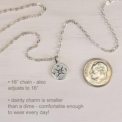 EFYTAL Graduation Gifts for Her 2022, Sterling Silver or Gold Plated Compass Necklace, High School or College Graduation Gifts for Her, Farewell Gifts for Coworkers, Inspirational Gifts for Women