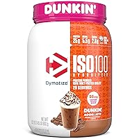 ISO100 Hydrolyzed Protein Powder in Dunkin' Mocha Latte Flavor, 100% Whey Isolate Protein, 25g Protein, 95mg Caffeine, 5.5g BCAAs, Gluten Free, Fast Absorbing, Easy Digesting, 20 Servings