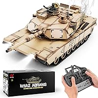 fisca 1/18 Remote Control Tank 2.4Ghz, 15 Channel M1A2 RC Tank with Smoking  and Vibration Controller - Abrams Main Battle Tank That Shoot BBS Airsoft