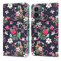 CoverON Pouch for Motorola Moto G 5G (2024) / Moto G Play 5G 2024 Wallet Case for Women, RFID Blocking Flip Folio Stand Vegan Leather Floral Cover Sleeve Card Slot Phone Case - Flower