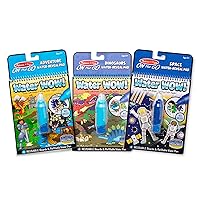 Melissa & Doug On the Go Water Wow! Reusable Color with Water Travel Toy Activity Pad with Chunky Water Pen 3-Pack (Dinosaurs, Adventure, Space) - FSC Certified