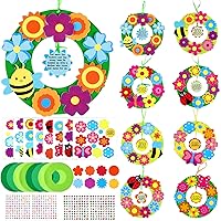24 Sets Mother's Day Foam Wreath Decorations Sign Craft Kit for Kids, Foam Spring Flower Butterflies Stickers for Kids Ages 3 5 4 8 10, DIY Mother's Day Gift Party Favors Front Door Decor