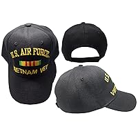 Air Force Vietnam Vet Veteran Black Ribbon Embroidered Cap Hat 611C