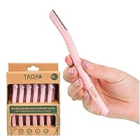 TADA Natural Beauty Biodegradable Dermaplaning Tool 12pk, Face Eyebrow Face Razors, Face Shaver & Exfoliating (Pink)