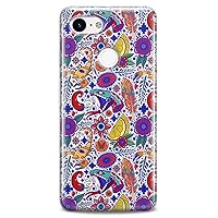 TPU Case Compatible for Google Pixel 8 Pro 7a 6a 5a XL 4a 5G 2 XL 3 XL 3a 4 Sugar Skull Flexible Mexican Clear Print Slim fit Soft Calavera Design Lightweight Day of The Dead Silicone