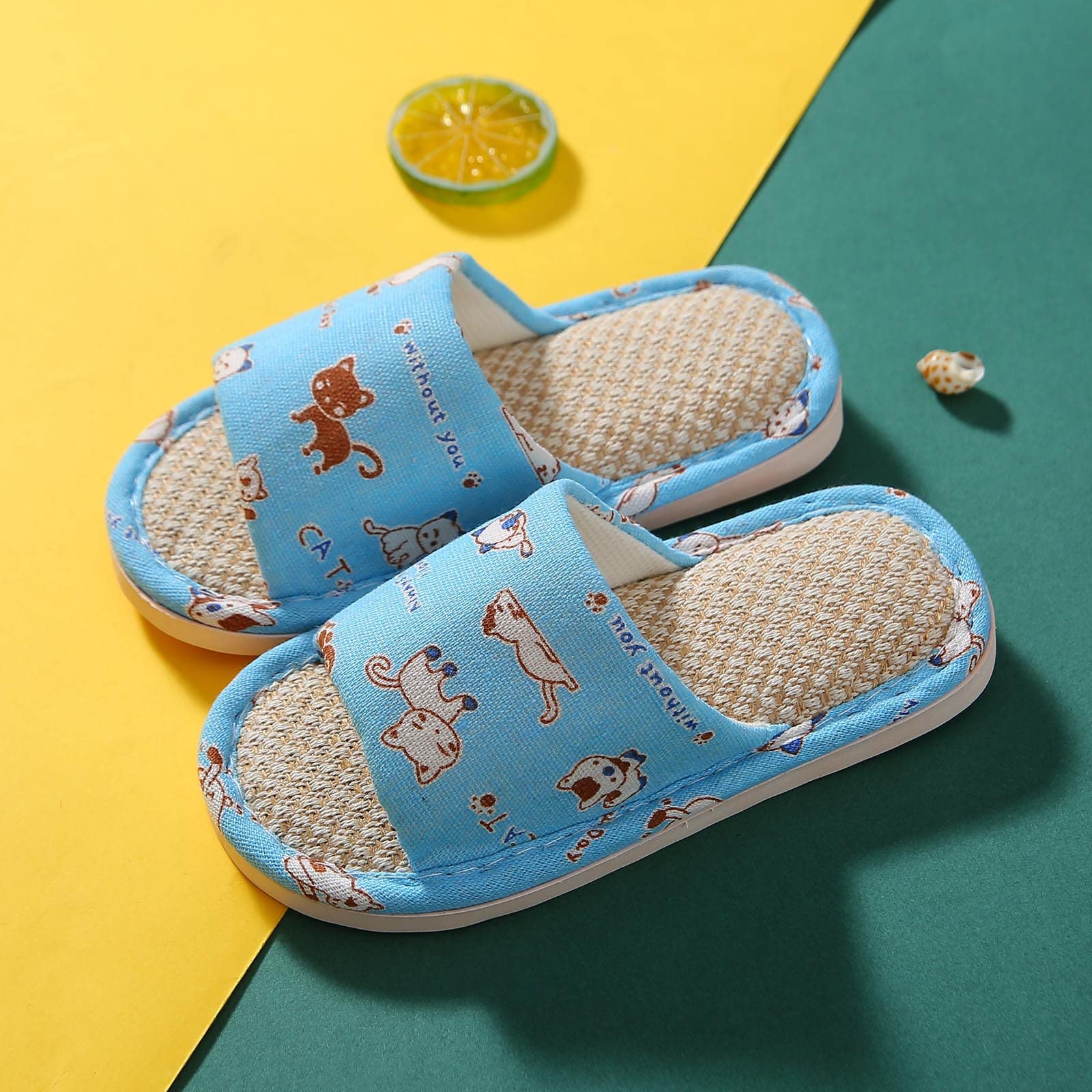 Toddler Bedroom Slipper Toddler House Slippers For Boys Open Toe Cotton Linen Girls Slippers Size 9 Toddler