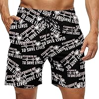 Beautiful Day to Save Lives Fashion Mens Board Shorts Quick Dry Beach Pants Mesh Lining Casual Swim Trunks