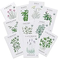 Sereniseed Certified Organic Herb Seeds (10-Pack) – Non GMO, Heirloom – Seed Starting Video - Basil, Cilantro, Oregano, Thyme, Parsley, Lavender, Chives, Sage, Dill Seeds for Indoor & Outdoor Planting