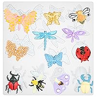 Insects Silicone Cake Decorating Mold for Fondant Cake Decoration, Cupcake Topper, Polymer Clay, Crafting, Resin Epoxy, Jewelry Making, Include Butterflies Dragonflies Bee Ladybug 12-Cavity