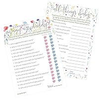 Little Wildflower Girl Baby Shower Games - Guess Who Mommy or Daddy and All Things Baby (2 Game Bundle) - 20 Dual Sided Cards - Party Supplies