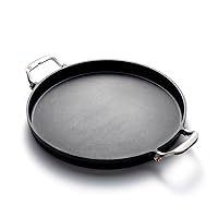 Outset Grill Paella and Deep Dish Pizza Pan, Cast Iron BBQ Pan with Handles, 18.15” x 14.11” x 2.15”