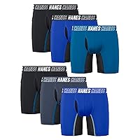Hanes Moves Long Leg Underwear, Anti-Chafe Boxer Briefs for Boys, 6-Pack