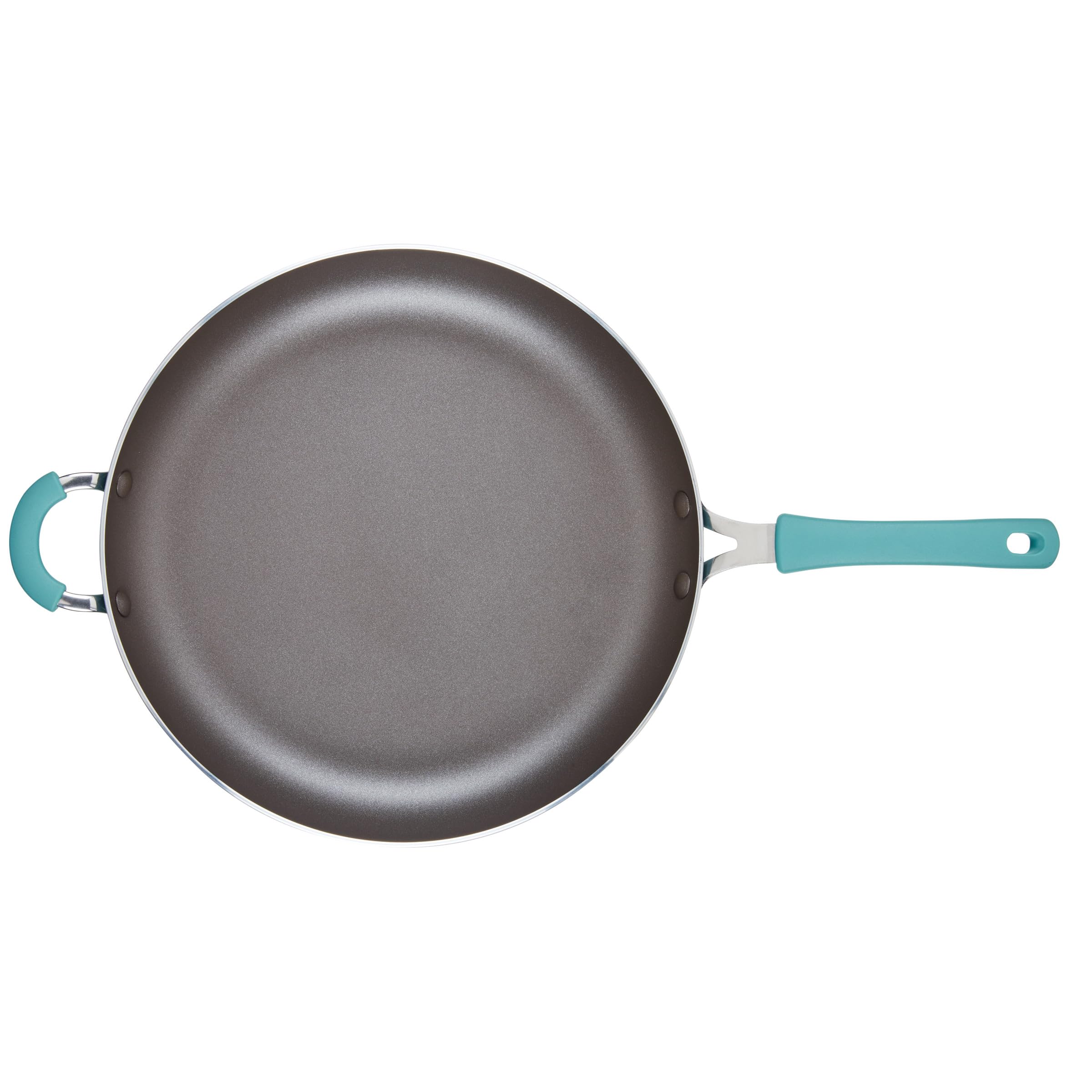 Rachael Ray Cook + Create Nonstick Frying Pan/Skillet with Helper Handle, 14 Inch - Agave Blue