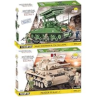 TOY_BUILDING_BLOCK Set of 2: 2569 M4A3 Sherman & T34 Calliope - Executive Editon & 2562 Panzer III AUSF.J, Building Set, 200 pieces, Ages 120.0+ years