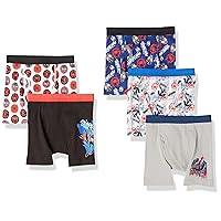 Spiderman Boys Multipacks with Multiple Print Choices Available in Sizes 4, 6, 8, 10, and 12, 5-Pack 100% Cotton Boxer Brief_Spiderverse2