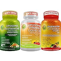 Daily Immune Booster -Liposomal Vitamin C Liquid Gel Capsules - 1100mg bundle up with Liposomal Glutathione 500mg and Quercetin 500mg with Bromelain - Overall Protection for Day to Day Activity