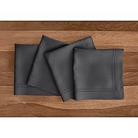 Solino Home Linen Dinner Napkins 20 x 20 Inch – 100% Pure Linen Dark Grey Napkins Set of 4 – Double Hemstitch Cloth Fabric Napkins