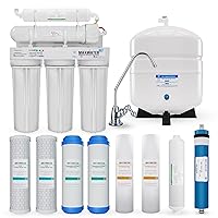 5 Stage 50 GPD (Gallon Per Day) RO (Reverse Osmosis) Standard Water Filtration System - Under-Sink/Wall Mount (with Tank, Faucet & Replacement Filters (White)) - Model: RO-5W5
