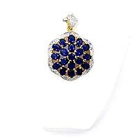 Blue Sapphire & White Synthetic sapphire Pendant Necklace Asian 22k 18K Thai Baht Yellow Gold Plated Jewelry For Women From Thailand