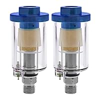 TCP Global Mini in-Line Air Filter, Oil and Water Separator (Pack of 2) - Drain Valve, Water Trap, Air Dryer, Removes Moisture, Dirt - Use on Compressor Air Line Hose, Air Tools, Paint Spray Guns