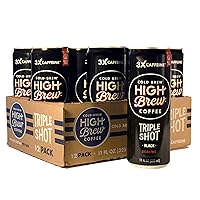 High Brew Coffee, Cold Brew, Triple Shot Black, Sugar Free & Dairy Free, 11 Fl Oz Can (Pack of 12)