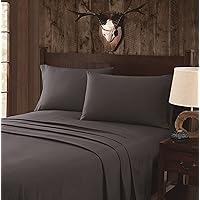 Mossy Oak - Nativ Living Solid Garment Wash Charcoal Gray 4-Piece Queen Sheet Set - Nature Inspired Bedding - Includes Fitted Sheet, Flat Sheet, 2 Standard Pillowcases
