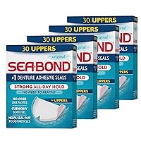 Secure Denture Adhesive Seals, Original Uppers, Zinc-Free, All-Day-Hold, Mess-Free, 30 Count (Pack of 4)