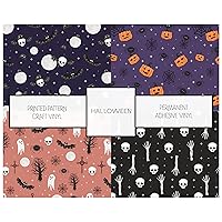 Permanent Adhesive Vinyl Halloween Pattern Vinyl Bundle 4 Sheets 12x12 Works Outdoor Indoor All Craft Cutters (1 of Each, 4 Sheets)