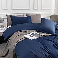 L LOVSOUL Duvet Cover King,100% Cotton King Duvet Cover Set, Soft and Breathable Bedding Set,106x90 Inches,Blue