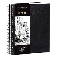 BEECHMORE BOOKS Sketchbook - XL A3 Master Black Art Sketch Book with Vegan  Leather Hardcover, Draw, Sketch, Paint, Scrapbook