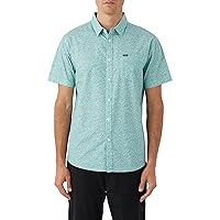 O'NEILL Mens Quiver Stretch Ss Modern Short Sleeve Button Up Shirt, Aqua Wash, M