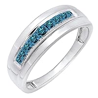 Dazzlingrock Collection 0.23 ctw. Round Diamond Single Row Wedding Band for Men in 925 Sterling Silver