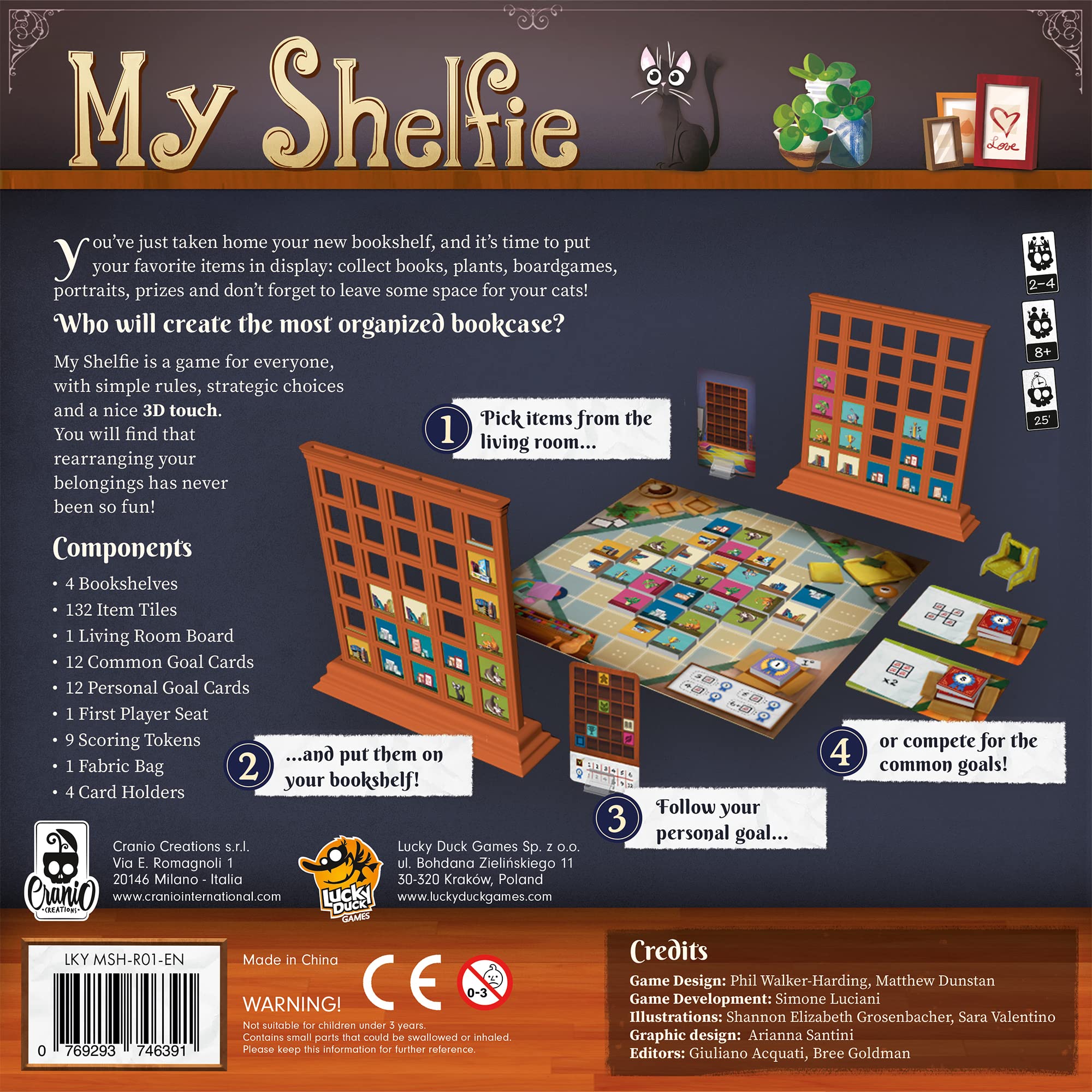 My Shelfie Board Game | Set Collection Strategy Game | Pattern Building Game | Fun Family Game for Kids and Adults | Ages 8+ | 2-4 Players | Average Playtime 30 Minutes | Made by Lucky Duck Games