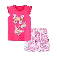 HILEELANG Toddler Girl Summer Easter Outfit Cotton Tops Tees Shorts Clothing Sets