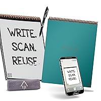 Rocketbook Flip Reusable Smart Notepad | Eco-Friendly, Digitally Connected Notebook for Ambidextrous Writers | Dotted & Lined Combo, 8.5” x 11”, 32 PG, Teal, with Pen, Cloth, and App Included