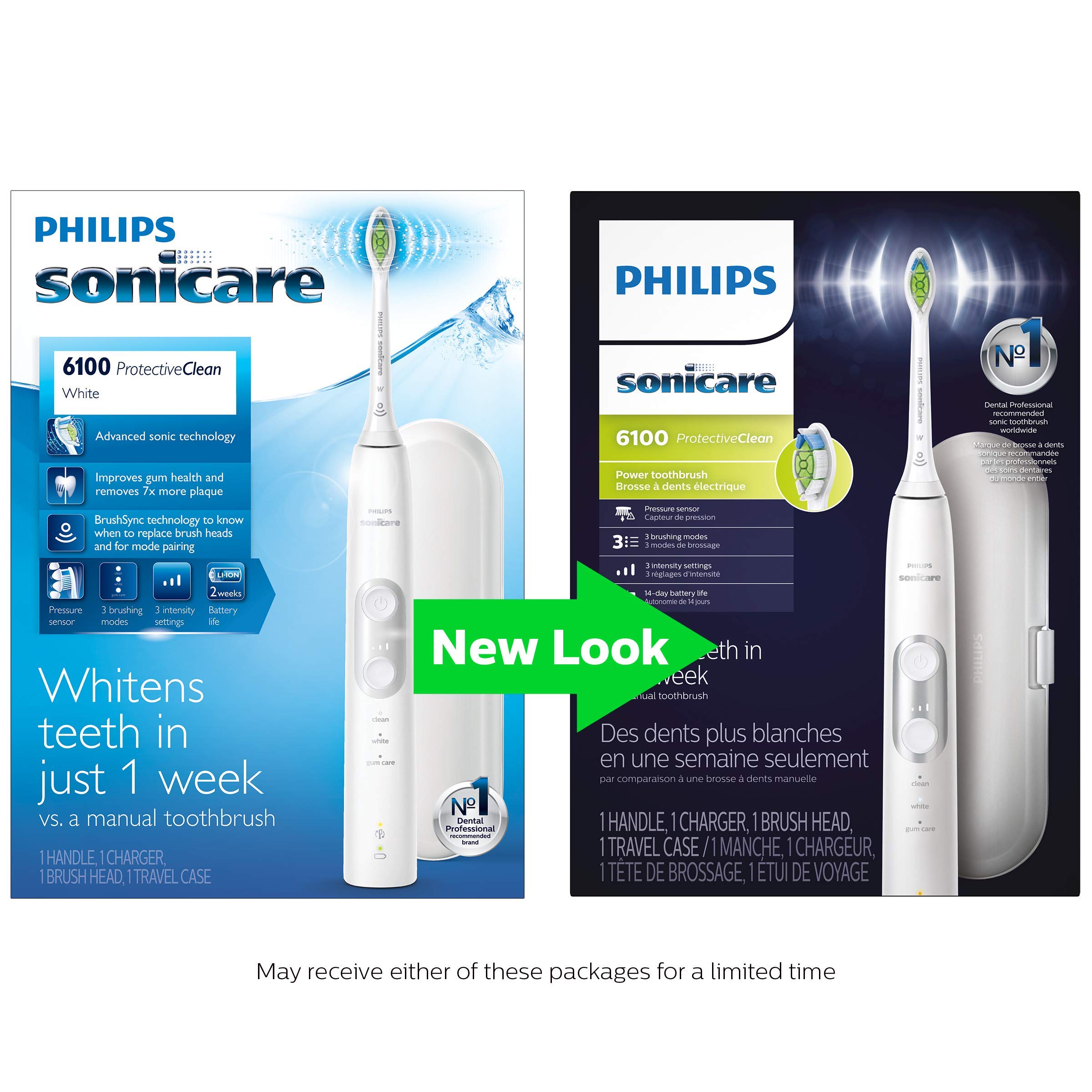 Philips Sonicare ProtectiveClean 6100 Rechargeable Electric Power Toothbrush, White, HX6877/21