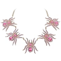 EVER FAITH Austrian Crystal Elegant 5 Vivid Spiders Animal Pendant Necklace for Halloween, Feast