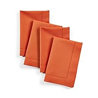 Solino Home Cotton Linen Napkins Set of 4 – 20 x 20 Inch Cloth Napkins, Hemstitch Dinner Napkins Burnt Orange – Washable Fabric Napkins for Indoor, Outdoor