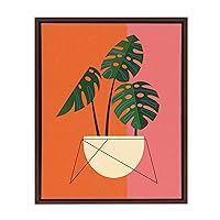 Kate and Laurel Sylvie Monstera Framed Canvas Wall Art by Amber Leaders Designs, 18x24 Walnut Brown