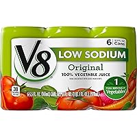 V8 Low Sodium 100% Vegetable Juice, 5.5 Fl Oz (Pack of 6)