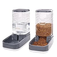 Automatic Pets Feeder and Water Dispenser Set,Gravity Food Feeder and Waterer Set with Pet Food Bowl,Easily Clean Self Feeding for Small Large Pets Dogs Cats Large Capacity(3.8L)